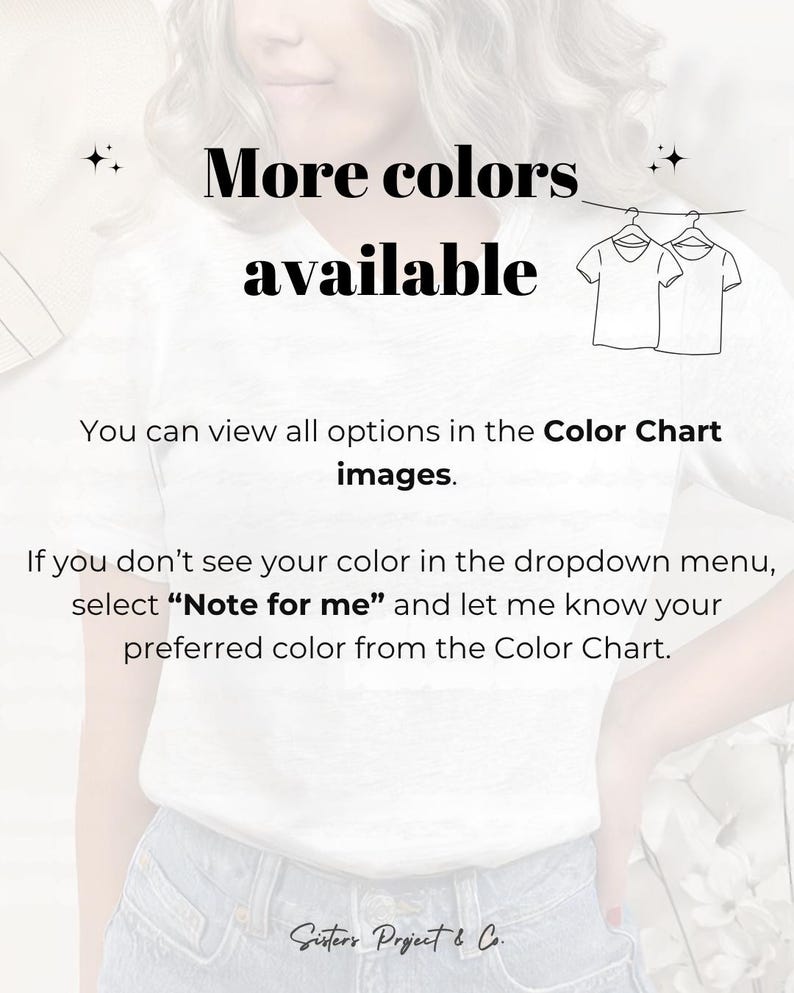 K&ouml;nnte beinhalten: Wei&szlig;es T-Shirt mit dem Text "Weitere Farben verf&uuml;gbar". Das Bild enth&auml;lt auch den Text "Sie k&ouml;nnen alle Optionen in den Farbkartenbildern anzeigen" und "Note for me", um eine bevorzugte Farbe auszuw&auml;hlen.