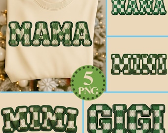 Crochet MAMA PNG Bundle, Faux Yarn Bow, Cozy Knitted Digital Download