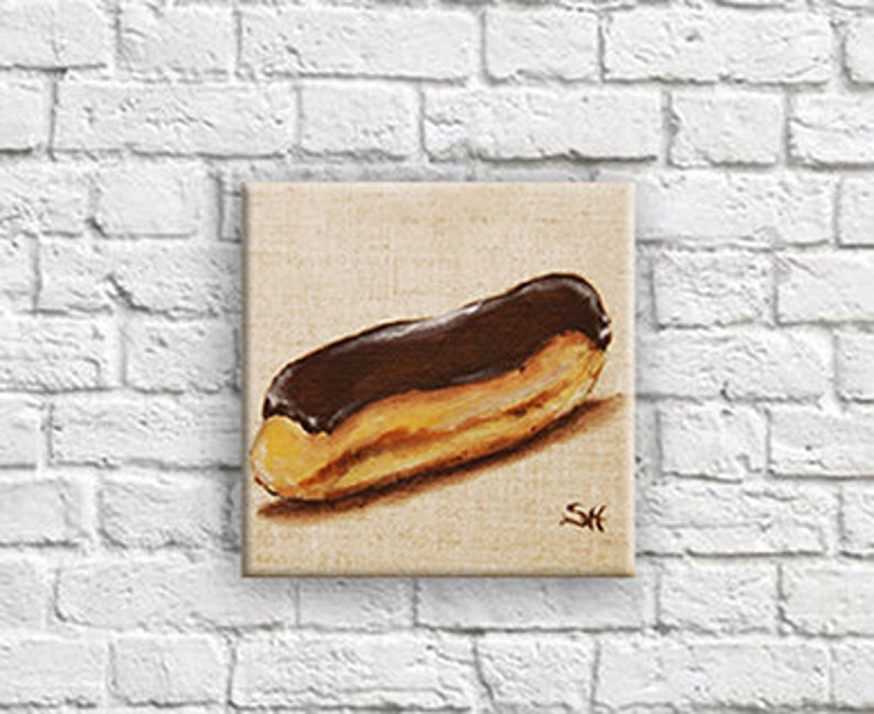 Table illustration cakes pastry wall decoration for kitchen éclair au chocolat