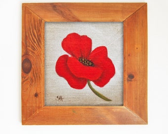 Coquelicot peinture sur toile de lin illustration botanique pour décoration intérieur