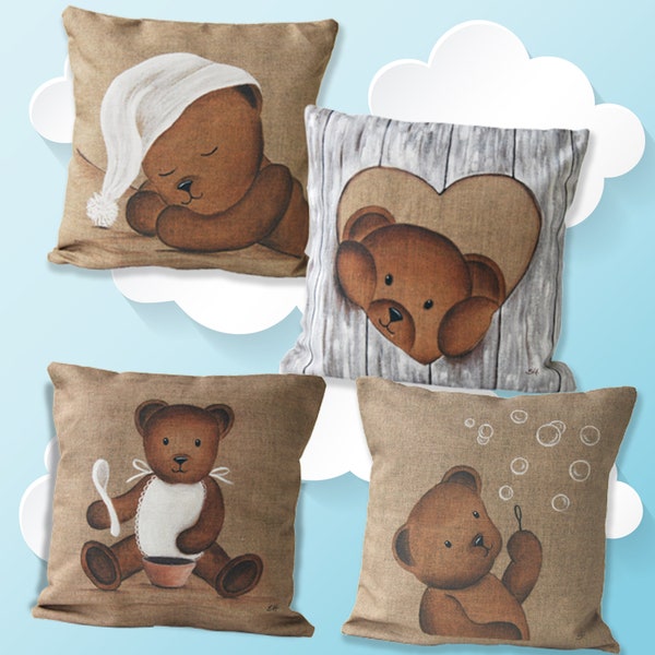 Teddy cushion cover decorating child's room