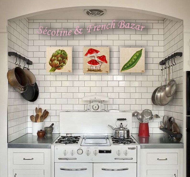Linen print botanical illustration of vegetable kitchen wall decor image 10