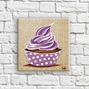 Table illustration cakes pastry wall decoration for kitchen cup cake violet
