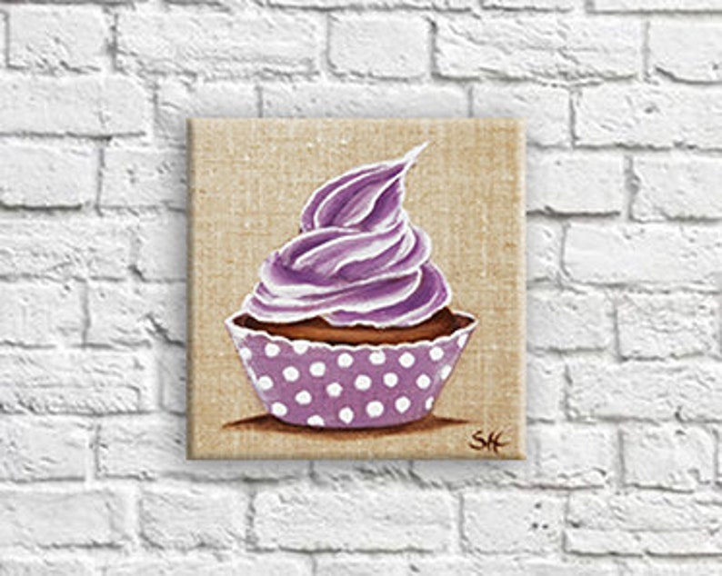 Table illustration cakes pastry wall decoration for kitchen cup cake violet