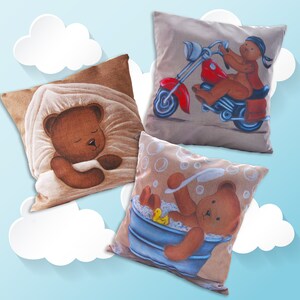 Housse de coussin nounours pour décoration chambre d'enfant image 1