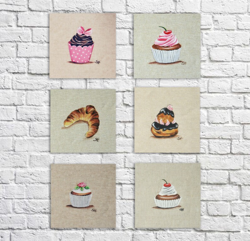 Coupon De Tissu Motif Croissant Parisien - Coton Rose, 15x15 Cm, Neuf