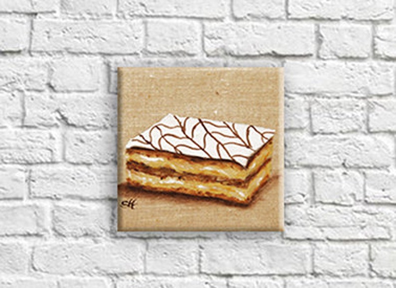 Table illustration cakes pastry wall decoration for kitchen mille feuille