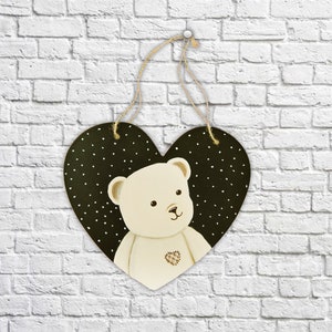 Décoration pour chambre bébé Tableau ardoise nounours Cadeau personnalisable pour fête prénatale image 8