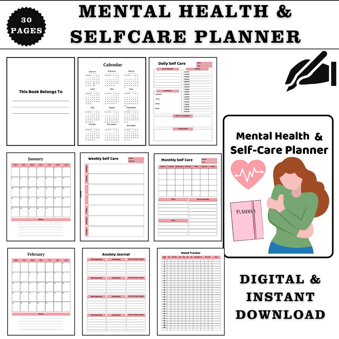 Mental Health and Self Care Planner | Digital Wellness Journal for ...
