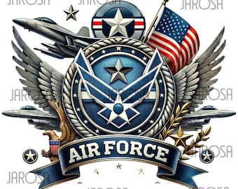 US Air Force Digital Print USAF Patriotic Wall Art Military Gift Jpg Svg Png Veteran Gift American Eagle Poster Transparent 300 DPI