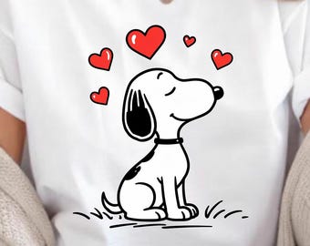 Snoopy T-Shirt PNG, Funny Cartoon Tee SVG, Digital Gift For Friend, Sublimation Design, Valentines Day Digital Download