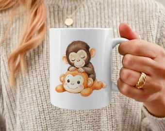 Punch Monkey Mug | Viral Baby Monkey Comfort Gift | Emotional Support Coffee Cup | Ichikawa Zoo Trend