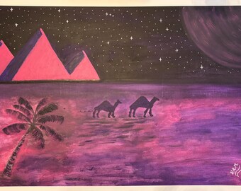 Find Art Acrylic Painting by RAM “ Desert Oasis 24“ x 36“