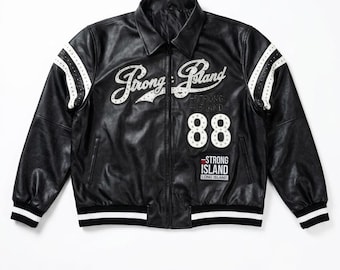 Custom Pelle Pelle Style Leather Jacket - Strong Island Native Chief Embroidered - 90s Hip-Hop Aesthetic - Limited Edition