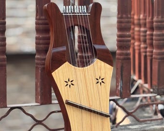 Premium Quality 10 Nylon String Lyre Harp Dual-Tone Design Flower Lyre Harp With Bag Free Strings & Tuning Key