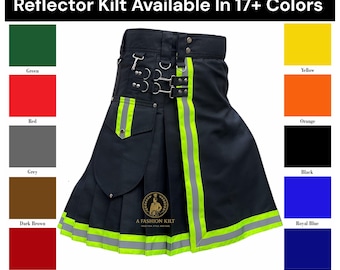 Men' Reflector Utility Kilt - Custom Size Utility Working Fire Fighter Kilt – Available in 17+ Colors