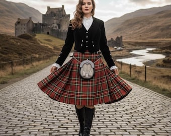 Falda escocesa de tartán para mujer, falda escocesa de tartán de las Highlands con pliegues en la parte trasera - Falda de tartán para niñas - Disponible en más de 60 tartanes