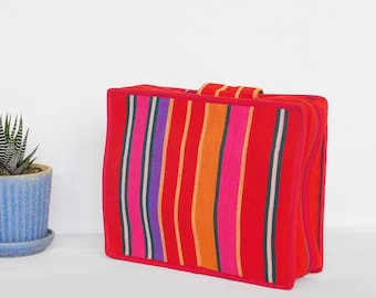 Red Striped Hanging Toiletry Bag
