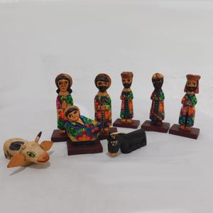 Wooden Nativity Set from Guatemala - Handpainted Nativity