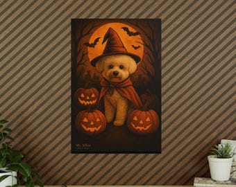 Mr. Albin Original™ Halloween Art Print. The Little Witch Dog