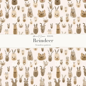 Renos - patrón digital sin costuras para descarga. Papel digital navideño repetible.