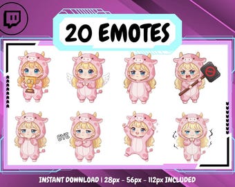 20 Pink Cow Girl Blonde Emote Pack, High-Res Twitch Emotes, Discord Emotes, Streamer Emotes, Unique Emotes for Twitch, Cute Emote