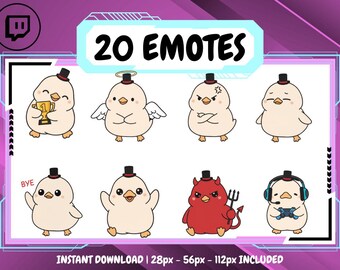 20 Tophat Duck Emotes, Twitch/Discord Streamer Emote Pack