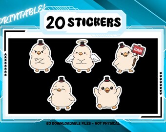 Duck Stickers | Kawaii Chibi Digital Download (20 Stickers)