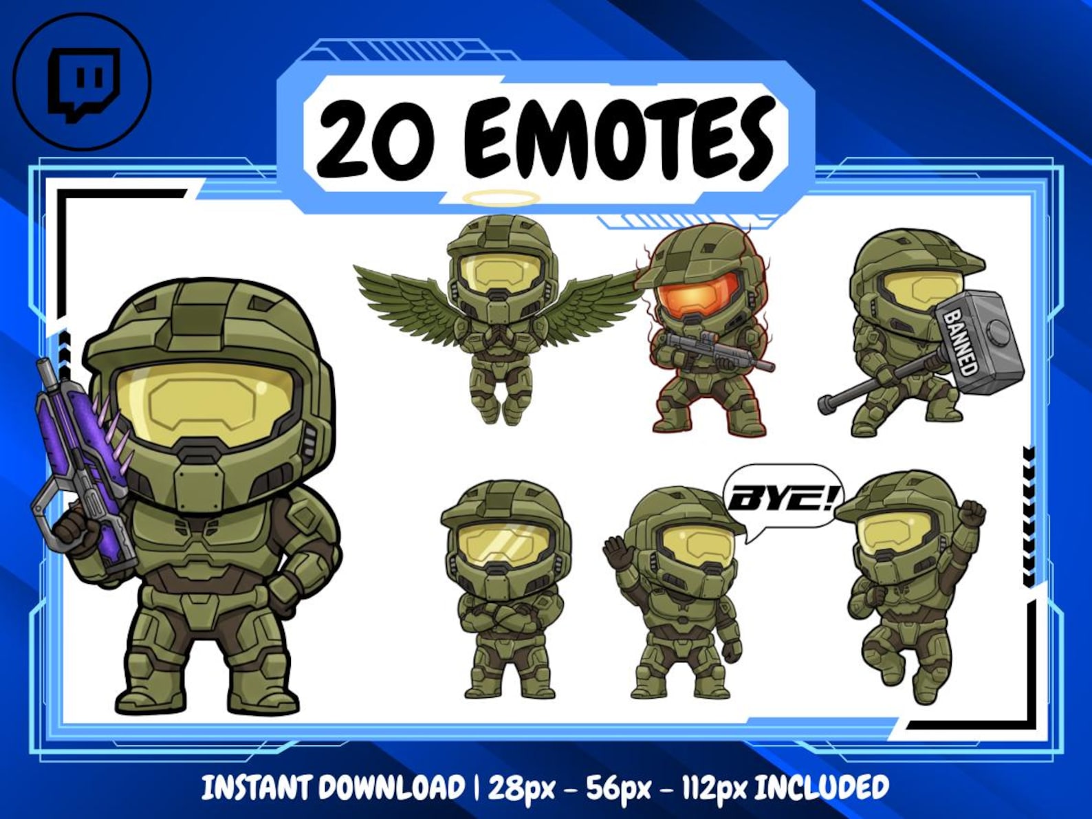 20 Halo Emote Pack, High-resolution Twitch Emotes, Discord Emotes
