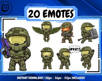 20 Halo Emote Pack, High-Resolution Twitch Emotes, Discord Emotes, Emotes for Streamers, Unique Emotes for Twitch, Cute Emote