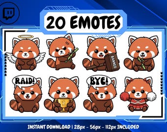 20 Red Panda Cute Emote Pack, High-Resolution Twitch Emotes, Discord Emotes, Emotes for Streamers, Unique Emotes for Twitch, Cute Emote