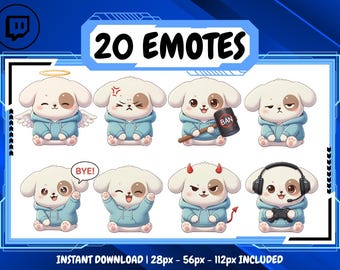 20 Spotted Dog Cute Emote Pack, High-Resolution Twitch Emotes, Discord Emotes, Emotes for Streamers, Unique Emotes for Twitch, Cute Emote