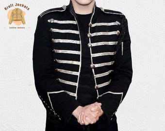 Chaqueta de batería de desfile MCR – Chaqueta negra estilo militar para hombre, cosplay de la banda My Chemical Romance, atuendo de concierto de rock hecho a mano