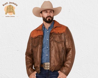 John Dutton Jacket Yellowstone – Kevin Costner Cowboy Leather Jacket for Men, Western Ranch Style Outerwear, Vintage TV Series Fashion