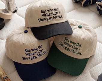 Walter Cup Hat, Womens Hockey Cap, Funny Gay Hat, Sapphic Hockey Merch, Queer Sports Gift, PWHL Fan Apparel, Embroidered Baseball Cap, Gifts