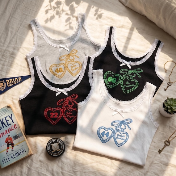 Briar University Lace Tank Top, Fictional Hockey Boyfriend Cami, Bookish Coquette Shirt, College Romance Top, Cute Sports Romance Camisole
