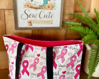 Bolsa de algodón reversible para concienciar sobre el cáncer de mama