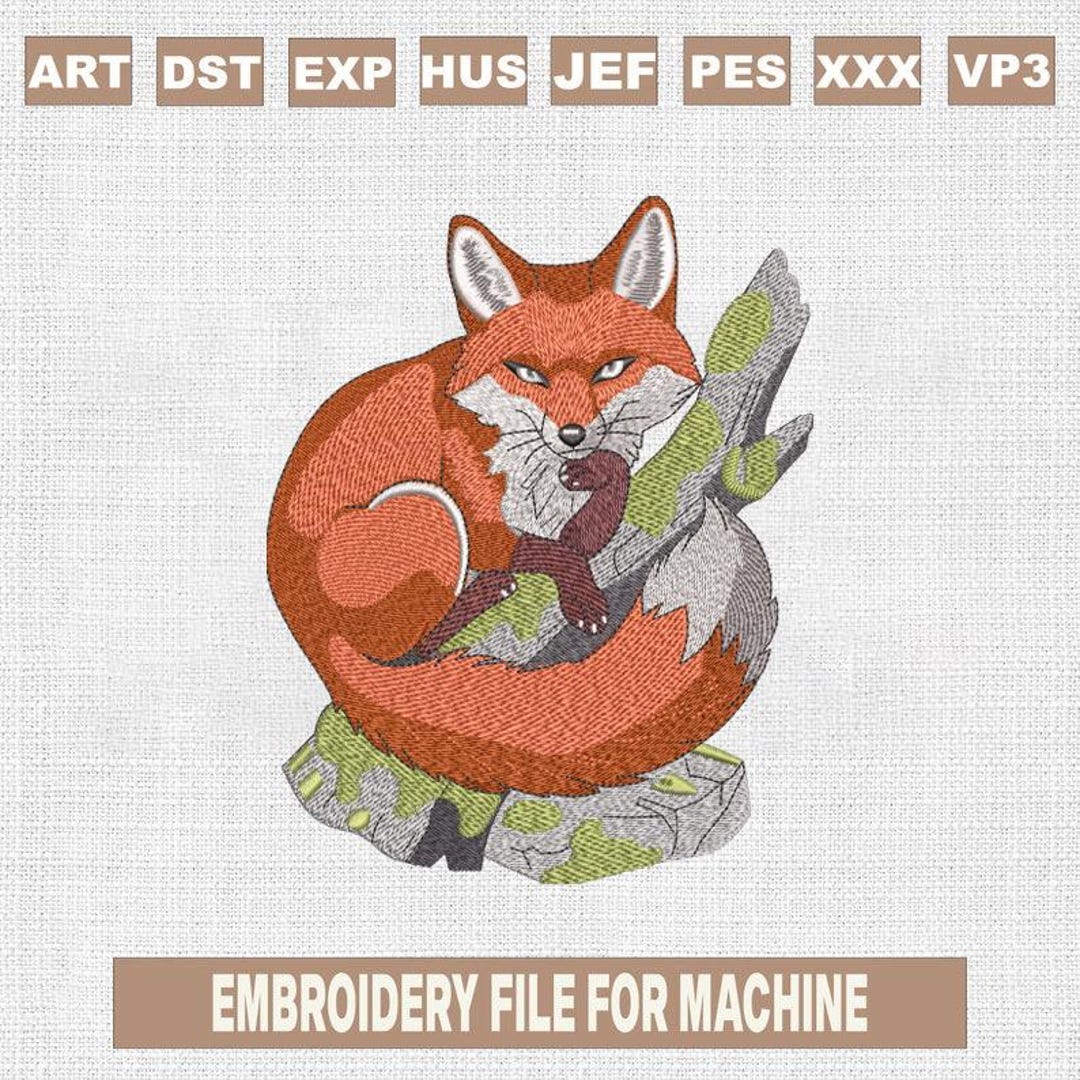 Fox Embroidery Design, Woodland Animal Embroidery, Sleeping Fox Design ...