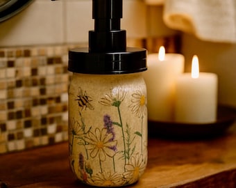 Rustic Decoupaged Mason Jar Soap or Lotion Dispenser – Farmhouse Accent