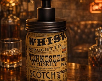 Rustic Whiskey-Inspired Mason Jar Dispenser