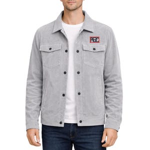 Men’s Corduroy Knit Jacket, Customizable Trucker Coat, Minimalist Casual Jacket