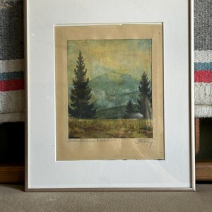 Vintage Original Watercolor Painting &quot;City on a Hill&quot; by Deppe Framed