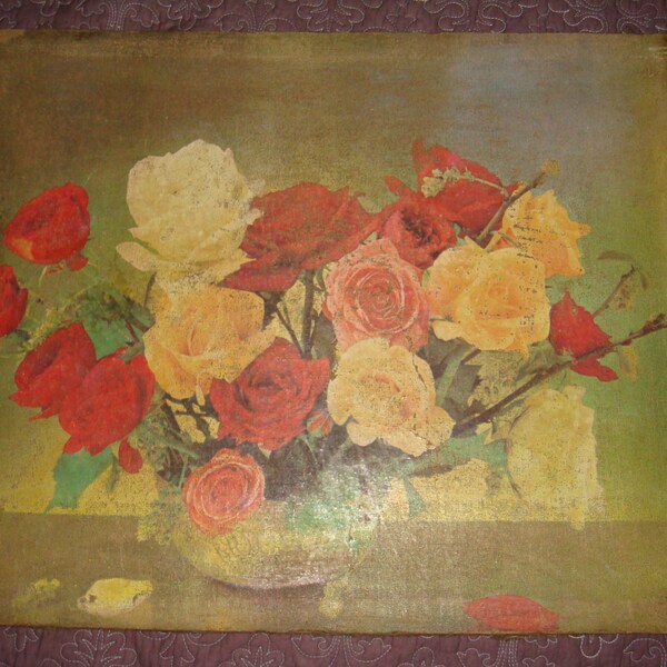 Oil Painting Roses Botanical Floral Reproduction Canvas Transfer