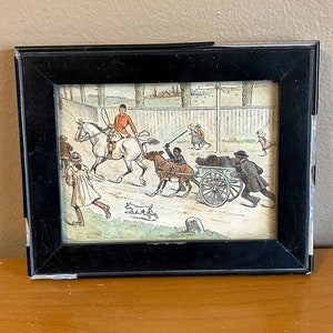 Vintage Cecil Aldin Print Circa 1900 Donkey Cart Pull Framed Hanger