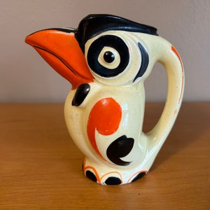 Vintage Bird Pitcher Creamer Japan Orange Black Yellow