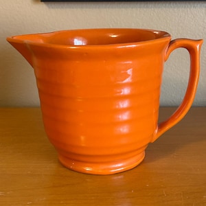 Vintage Bauer Ring Beating Bowl Pitcher Orange California Pottery