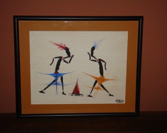 Mid Century Modern African Art Original Tribal Acrylic Painting Etsy