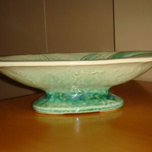 Vintage Brush McCoy Princess Oval Pedestal Console Centerpiece Bowl image 3