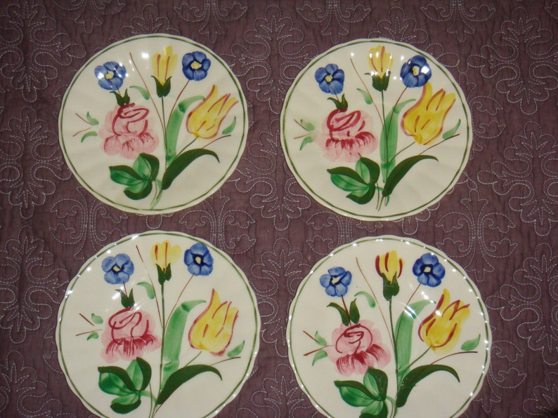 Blue Ridge Pottery Botanical Floral Saucers Dessert Plates Etsy