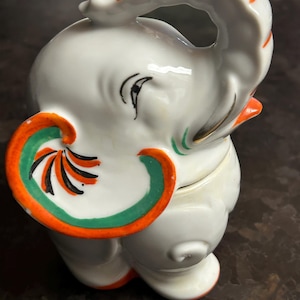 Vintage Elephant Jar Container Japan Takito Hand Painted